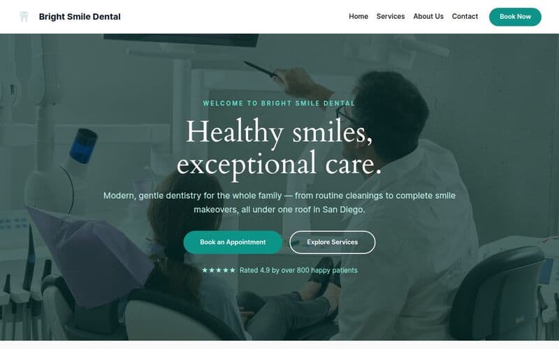 Screenshot of the Bright Smile Dental demo site