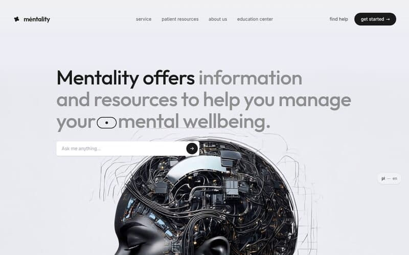 Screenshot of the Mentality demo site