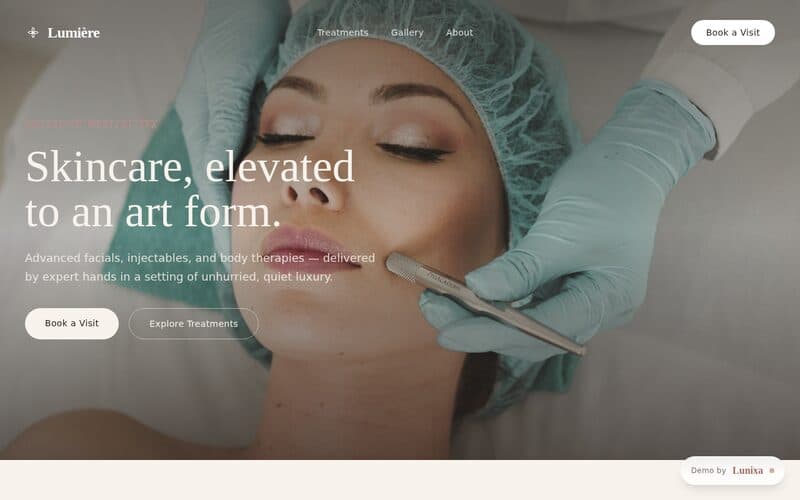 Screenshot of the Lumière Med Spa demo site