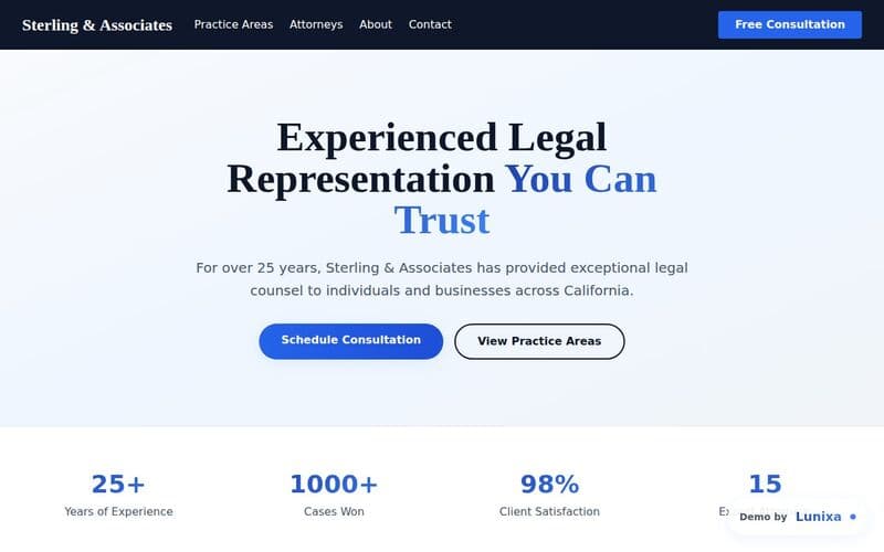 Screenshot of the Sterling & Associates demo site