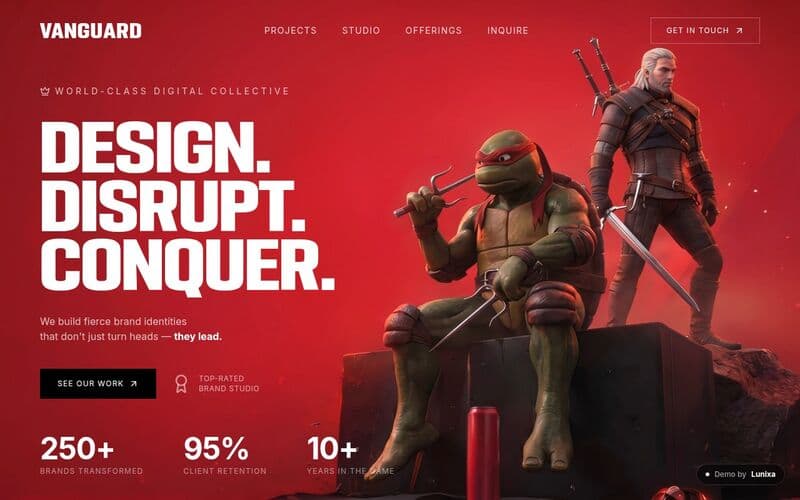 Screenshot of the VANGUARD demo site